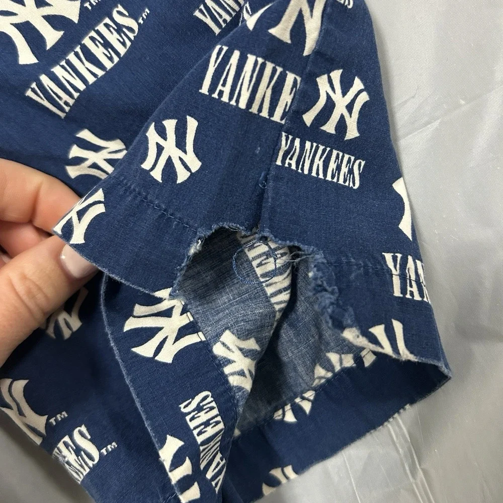 Vintage New York Yankees Pajama Pants Men's Medium All Over Print 90s Blue AOP